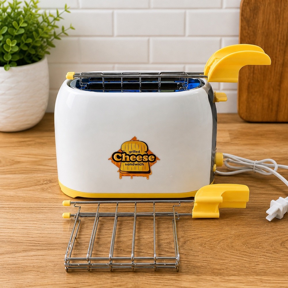 Grilled Cheese Sandwich Toaster 2-Slice White Yellow w/ Basket TXT-041A 650W NEW